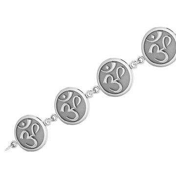 Manifest the Spiritual Link ~ OM Sterling Silver Link Bracelet TBG712 - Jewelry